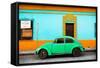 ¡Viva Mexico! Collection - Classic Green VW Beetle Car and Colorful Wall-Philippe Hugonnard-Framed Stretched Canvas