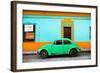 ¡Viva Mexico! Collection - Classic Green VW Beetle Car and Colorful Wall-Philippe Hugonnard-Framed Photographic Print