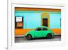 ¡Viva Mexico! Collection - Classic Green VW Beetle Car and Colorful Wall-Philippe Hugonnard-Framed Photographic Print