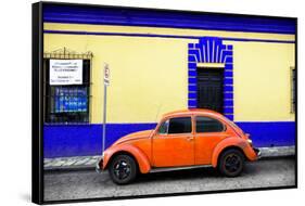 ¡Viva Mexico! Collection - Classic Orange VW Beetle Car and Colorful Wall-Philippe Hugonnard-Framed Stretched Canvas