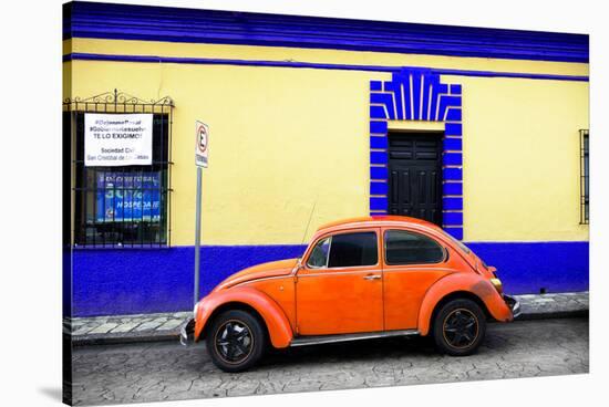 ¡Viva Mexico! Collection - Classic Orange VW Beetle Car and Colorful Wall-Philippe Hugonnard-Stretched Canvas