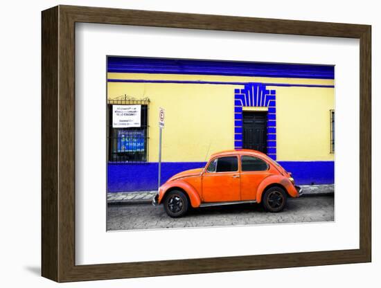 ¡Viva Mexico! Collection - Classic Orange VW Beetle Car and Colorful Wall-Philippe Hugonnard-Framed Photographic Print