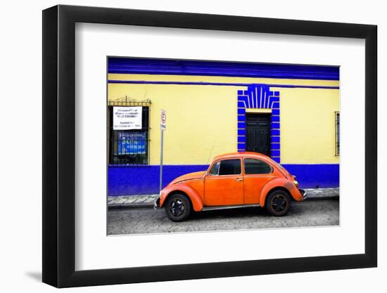 ¡Viva Mexico! Collection - Classic Orange VW Beetle Car and Colorful Wall-Philippe Hugonnard-Framed Photographic Print