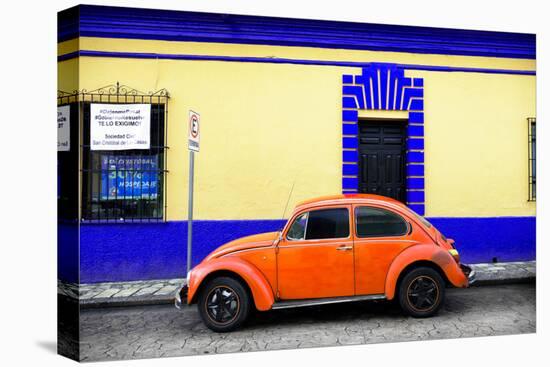 ¡Viva Mexico! Collection - Classic Orange VW Beetle Car and Colorful Wall-Philippe Hugonnard-Stretched Canvas