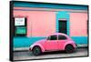 ¡Viva Mexico! Collection - Classic Pink VW Beetle Car and Colorful Wall-Philippe Hugonnard-Framed Stretched Canvas