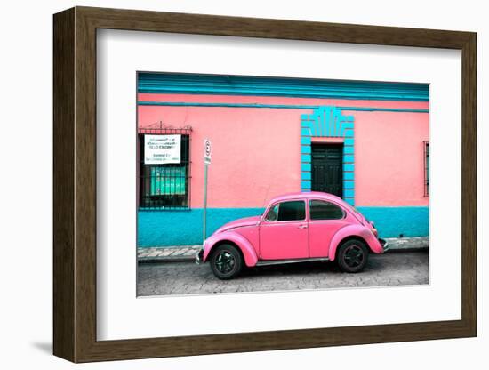 ¡Viva Mexico! Collection - Classic Pink VW Beetle Car and Colorful Wall-Philippe Hugonnard-Framed Photographic Print