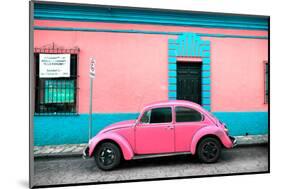 ¡Viva Mexico! Collection - Classic Pink VW Beetle Car and Colorful Wall-Philippe Hugonnard-Mounted Photographic Print