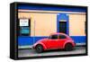 ¡Viva Mexico! Collection - Classic Red VW Beetle Car and Colorful Wall-Philippe Hugonnard-Framed Stretched Canvas