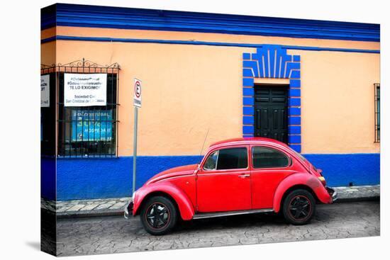 ¡Viva Mexico! Collection - Classic Red VW Beetle Car and Colorful Wall-Philippe Hugonnard-Stretched Canvas