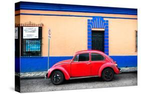¡Viva Mexico! Collection - Classic Red VW Beetle Car and Colorful Wall-Philippe Hugonnard-Stretched Canvas