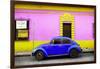 ¡Viva Mexico! Collection - Classic Royal Blue VW Beetle Car and Colorful Wall-Philippe Hugonnard-Framed Photographic Print