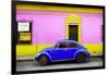 ¡Viva Mexico! Collection - Classic Royal Blue VW Beetle Car and Colorful Wall-Philippe Hugonnard-Framed Photographic Print