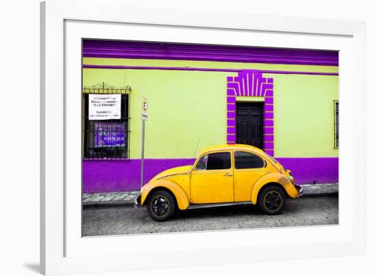 ¡Viva Mexico! Collection - Classic Yellow VW Beetle Car and Colorful Wall-Philippe Hugonnard-Framed Photographic Print