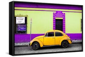 ¡Viva Mexico! Collection - Classic Yellow VW Beetle Car and Colorful Wall-Philippe Hugonnard-Framed Stretched Canvas