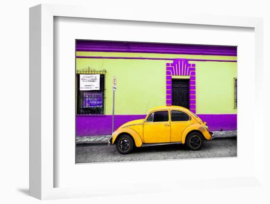 ¡Viva Mexico! Collection - Classic Yellow VW Beetle Car and Colorful Wall-Philippe Hugonnard-Framed Photographic Print