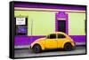 ¡Viva Mexico! Collection - Classic Yellow VW Beetle Car and Colorful Wall-Philippe Hugonnard-Framed Stretched Canvas
