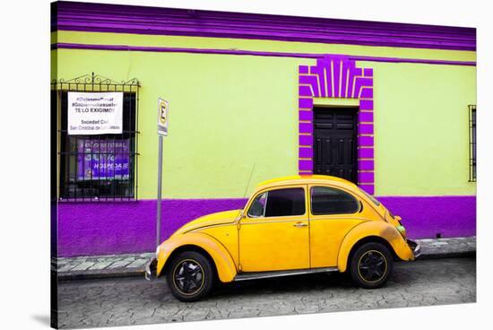 ¡Viva Mexico! Collection - Classic Yellow VW Beetle Car and Colorful Wall-Philippe Hugonnard-Stretched Canvas