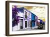 ¡Viva Mexico! Collection - Colorful Facades and Black VW Beetle Car II-Philippe Hugonnard-Framed Photographic Print