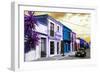 ¡Viva Mexico! Collection - Colorful Facades and Black VW Beetle Car II-Philippe Hugonnard-Framed Photographic Print