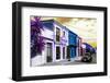 ¡Viva Mexico! Collection - Colorful Facades and Black VW Beetle Car II-Philippe Hugonnard-Framed Photographic Print