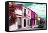 ¡Viva Mexico! Collection - Colorful Facades and Black VW Beetle Car III-Philippe Hugonnard-Framed Stretched Canvas