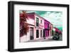 ¡Viva Mexico! Collection - Colorful Facades and Black VW Beetle Car III-Philippe Hugonnard-Framed Photographic Print