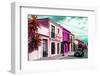 ¡Viva Mexico! Collection - Colorful Facades and Black VW Beetle Car III-Philippe Hugonnard-Framed Photographic Print