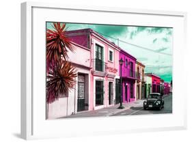 ¡Viva Mexico! Collection - Colorful Facades and Black VW Beetle Car III-Philippe Hugonnard-Framed Photographic Print