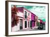 ¡Viva Mexico! Collection - Colorful Facades and Black VW Beetle Car III-Philippe Hugonnard-Framed Photographic Print