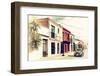 ¡Viva Mexico! Collection - Colorful Facades and Black VW Beetle Car IV-Philippe Hugonnard-Framed Photographic Print