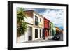 ¡Viva Mexico! Collection - Colorful Facades and Black VW Beetle Car-Philippe Hugonnard-Framed Photographic Print