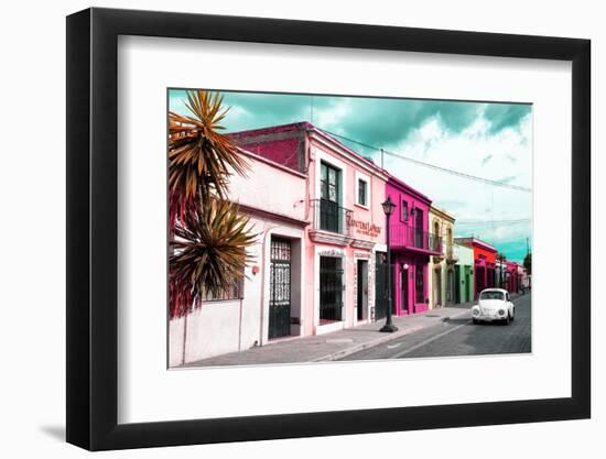 ¡Viva Mexico! Collection - Colorful Facades and White VW Beetle Car II-Philippe Hugonnard-Framed Photographic Print