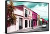 ¡Viva Mexico! Collection - Colorful Facades and White VW Beetle Car II-Philippe Hugonnard-Framed Stretched Canvas