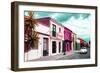 ¡Viva Mexico! Collection - Colorful Facades and White VW Beetle Car II-Philippe Hugonnard-Framed Photographic Print