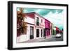 ¡Viva Mexico! Collection - Colorful Facades and White VW Beetle Car II-Philippe Hugonnard-Framed Photographic Print