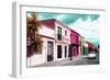 ¡Viva Mexico! Collection - Colorful Facades and White VW Beetle Car II-Philippe Hugonnard-Framed Photographic Print