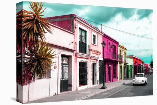 ¡Viva Mexico! Collection - Colorful Facades and White VW Beetle Car II-Philippe Hugonnard-Stretched Canvas