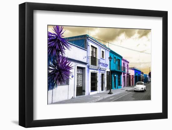 ¡Viva Mexico! Collection - Colorful Facades and White VW Beetle Car III-Philippe Hugonnard-Framed Photographic Print