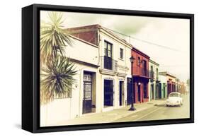 ¡Viva Mexico! Collection - Colorful Facades and White VW Beetle Car IV-Philippe Hugonnard-Framed Stretched Canvas