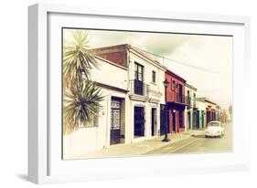 ¡Viva Mexico! Collection - Colorful Facades and White VW Beetle Car IV-Philippe Hugonnard-Framed Photographic Print