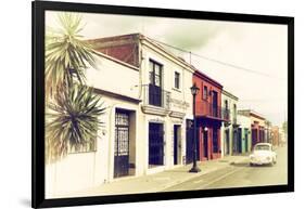 ¡Viva Mexico! Collection - Colorful Facades and White VW Beetle Car IV-Philippe Hugonnard-Framed Photographic Print