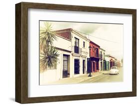 ¡Viva Mexico! Collection - Colorful Facades and White VW Beetle Car IV-Philippe Hugonnard-Framed Photographic Print