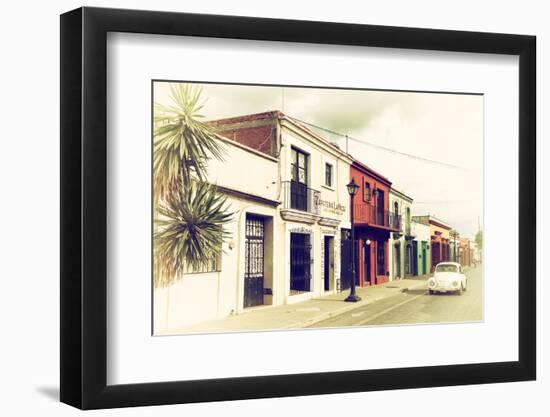 ¡Viva Mexico! Collection - Colorful Facades and White VW Beetle Car IV-Philippe Hugonnard-Framed Photographic Print