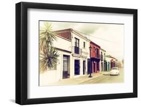 ¡Viva Mexico! Collection - Colorful Facades and White VW Beetle Car IV-Philippe Hugonnard-Framed Photographic Print