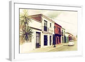 ¡Viva Mexico! Collection - Colorful Facades and White VW Beetle Car IV-Philippe Hugonnard-Framed Photographic Print