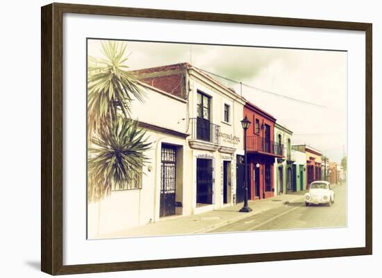 ¡Viva Mexico! Collection - Colorful Facades and White VW Beetle Car IV-Philippe Hugonnard-Framed Photographic Print