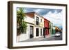 ¡Viva Mexico! Collection - Colorful Facades and White VW Beetle Car-Philippe Hugonnard-Framed Photographic Print