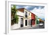 ¡Viva Mexico! Collection - Colorful Facades and White VW Beetle Car-Philippe Hugonnard-Framed Photographic Print