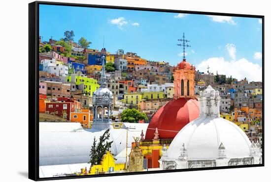 ¡Viva Mexico! Collection - Colorful Houses and Double Domes of Churches - Guanajuato-Philippe Hugonnard-Framed Stretched Canvas