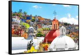 ¡Viva Mexico! Collection - Colorful Houses and Double Domes of Churches - Guanajuato-Philippe Hugonnard-Framed Stretched Canvas